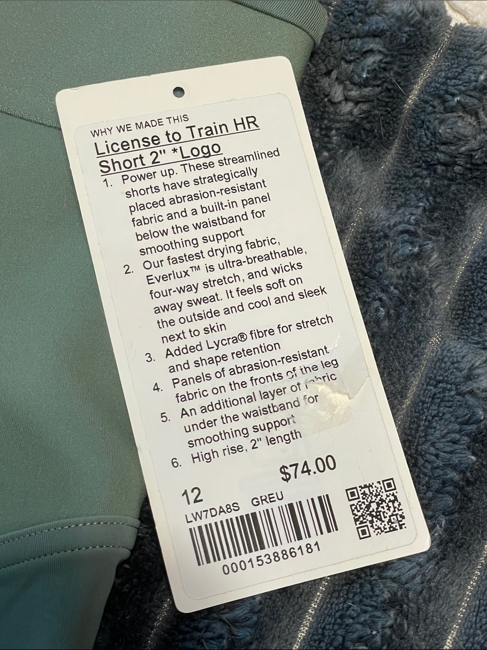 Lululemon NWT License to Train HR 2” Logo Shorts Womens Size 12 Grey Eucalyptus - Picture 10 of 10
